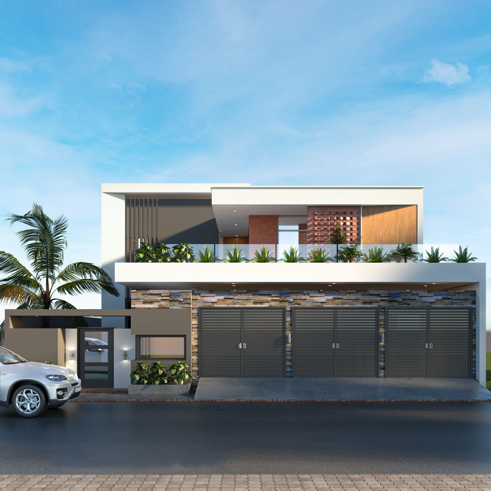 Villa moderne construite de nuit par Africa Consortium Holding SARL à Ouagadougou-BF