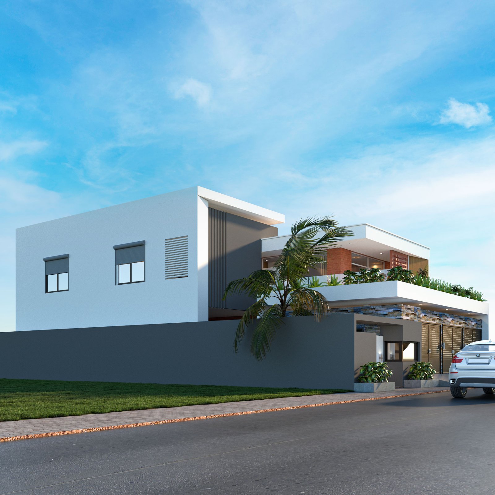 Villa moderne construite de nuit par Africa Consortium Holding SARL à Ouagadougou-BF